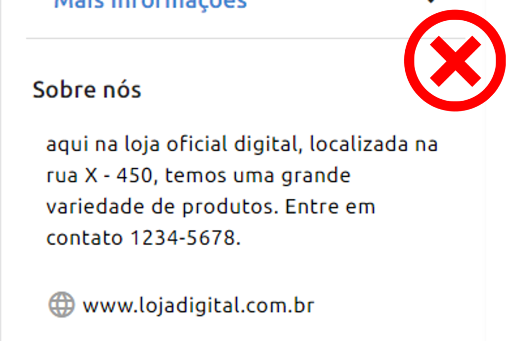 Descrição incorreta